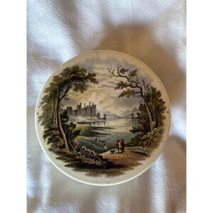Kirkham Pottery Conway Castle Trinket Box England Porcelain With Scenic Design &